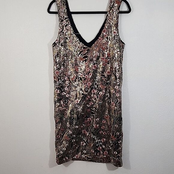 Carla Conti floral embroidered sequined multi-color glam dress size M NWT - Picture 9 of 12